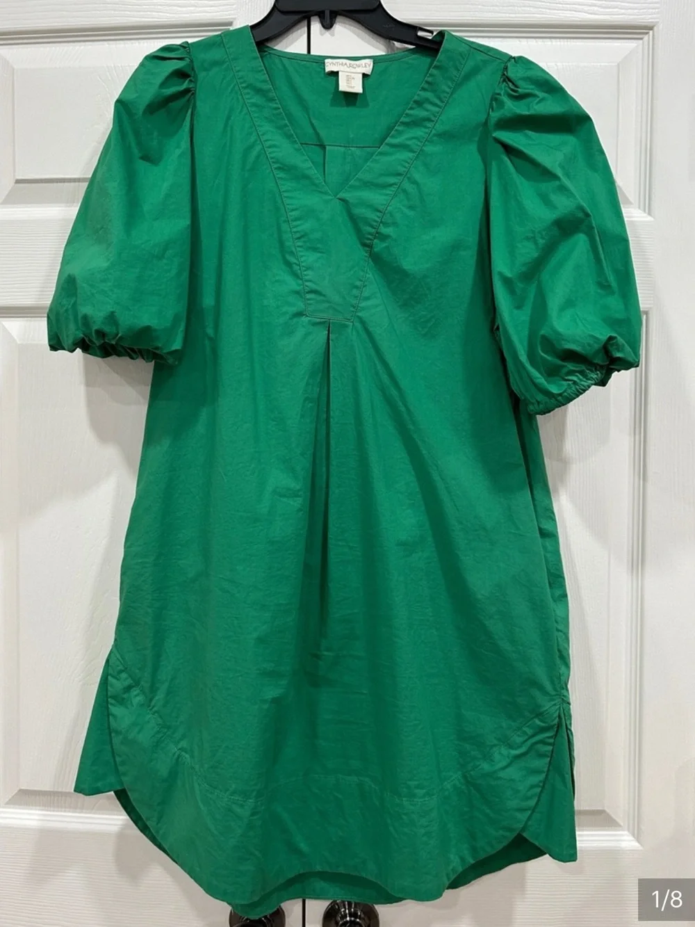 Cynthia Rowley Green Puff-Sleeve Midi Dress - Picture 1 of 8